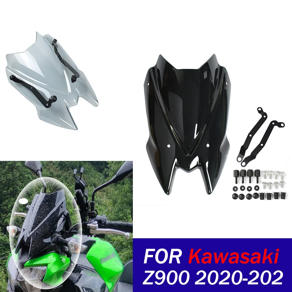 

For Kawasaki Z 900 2020-2024 Z900 Windshield Windscreen Motorcycle Front Wind Shield Screen Air Deflectors Bracket Accessories
