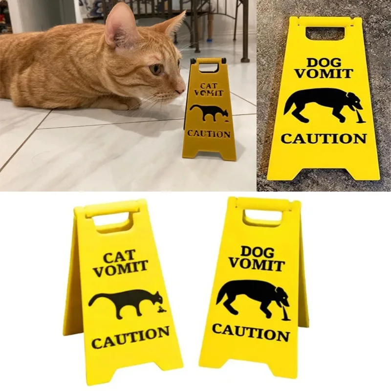 

Funny Cat Dog Vomit Sign Bright Yellow Gift Puppy Vomit Sign Yard Signs Warning Mini Cute Plastic Signs Pet Supplies