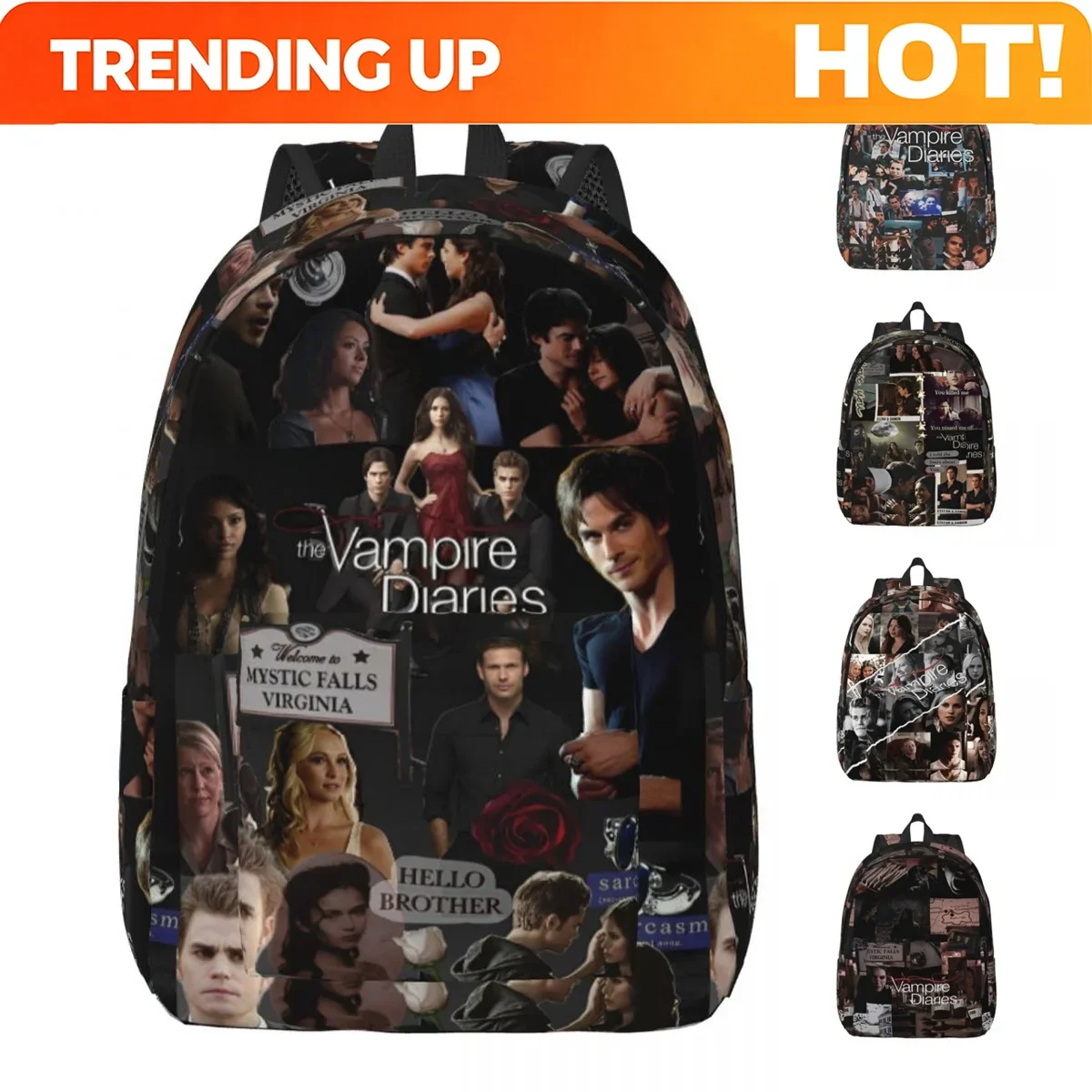 Custom Bag The Vampire Diaries Collage Backpack For Men Women Casual Student Business Daypack TV Series Laptop Canvas Bags Sport