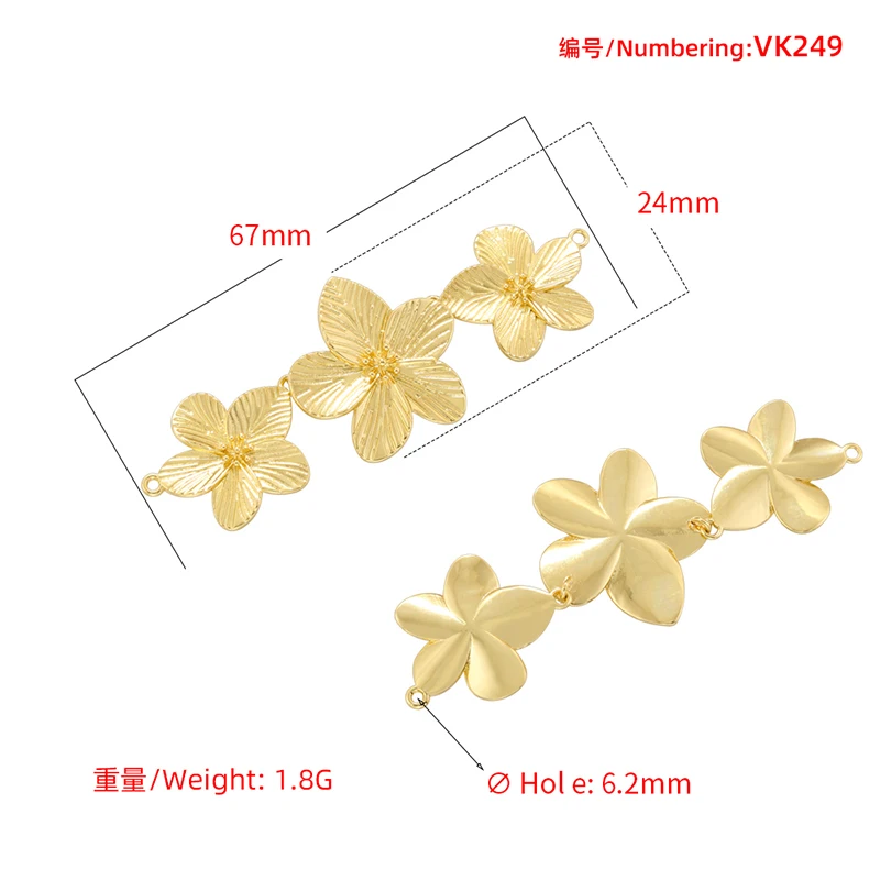 ZHUKOU Flower Bracelet Clasp Chain Necklace DIY Jewellery Handmade Jewellery Accessories Pendant:VK248 VK249