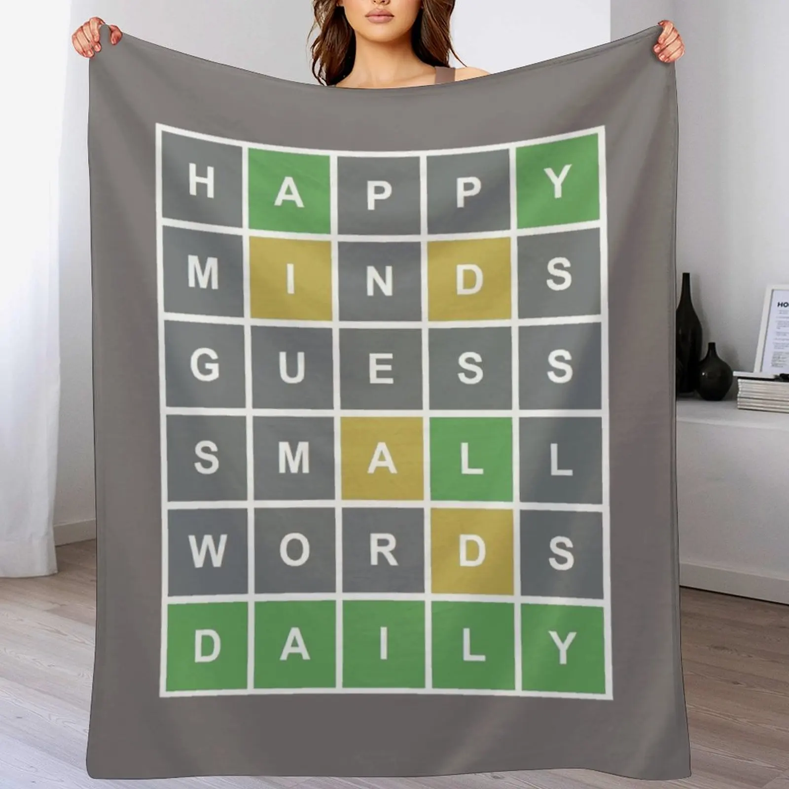 Happy Minds Guess palabras pequeñas juego diario de trabajo manta cama a cuadros sofá decorativo para mantas de playa de bebé