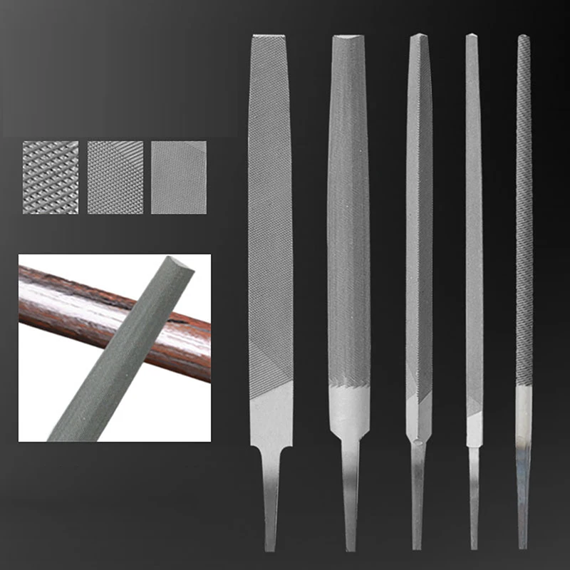 Limas de acero de 6/8 pulgadas para diente medio, accesorios de afilado, alisado y rectificado, planas, semicirculares, triangulares y circulares, 1 unidad