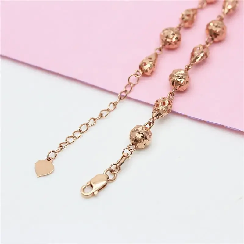 Plated 14K Rose Gold Hollow Bead Drop-shaped Charm Bracelets for Women Classic Light Luxury Punk Jewelry