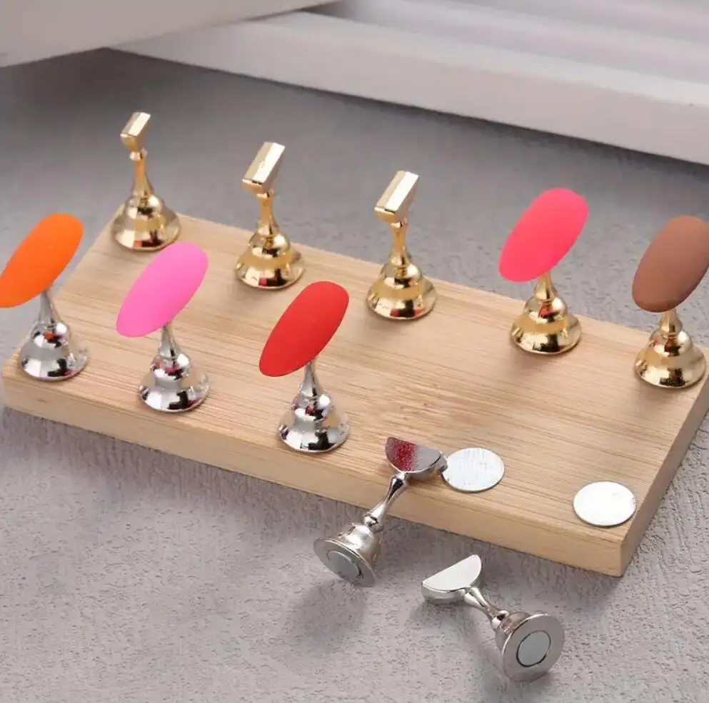 10st magnetische goud zilver acryl nail art displaystandaard beginnersvriendelijke nagelhouder voor praktijk en salon decor kit accessoire