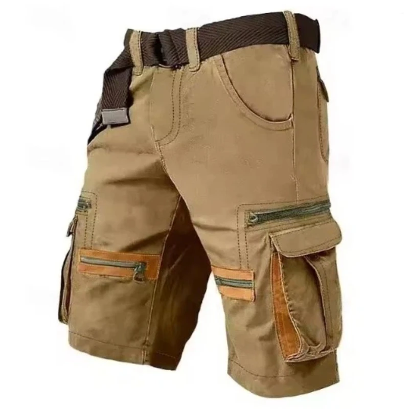 Multi-Pocket For Men Outdoor Three-Quarter Pants Summer Breathable Work Shorts Belt Not Included