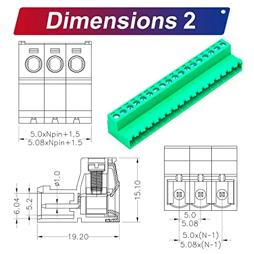 

5.08mm 18 Pin Male & Female Phoenix Connector Green PCB Screw Terminal Block No Soldering Wire Plug Socket Adapter 1 Set