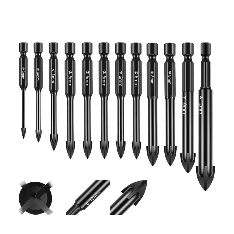 

Drill Bit Set Masonry Drill Bits Set For Tile Glass Alloy Carbide Multi Purpose Tool Kit With High Density For Cement Ceramic