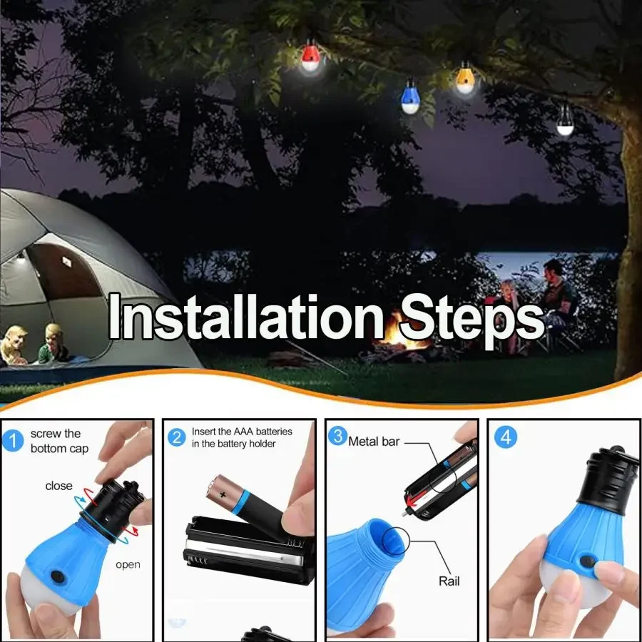 Portable Camping Light Tent Lamp Super Bright Lantern Bulb Emergency Lights Camping Accessories for Backpacking Hiking Camping