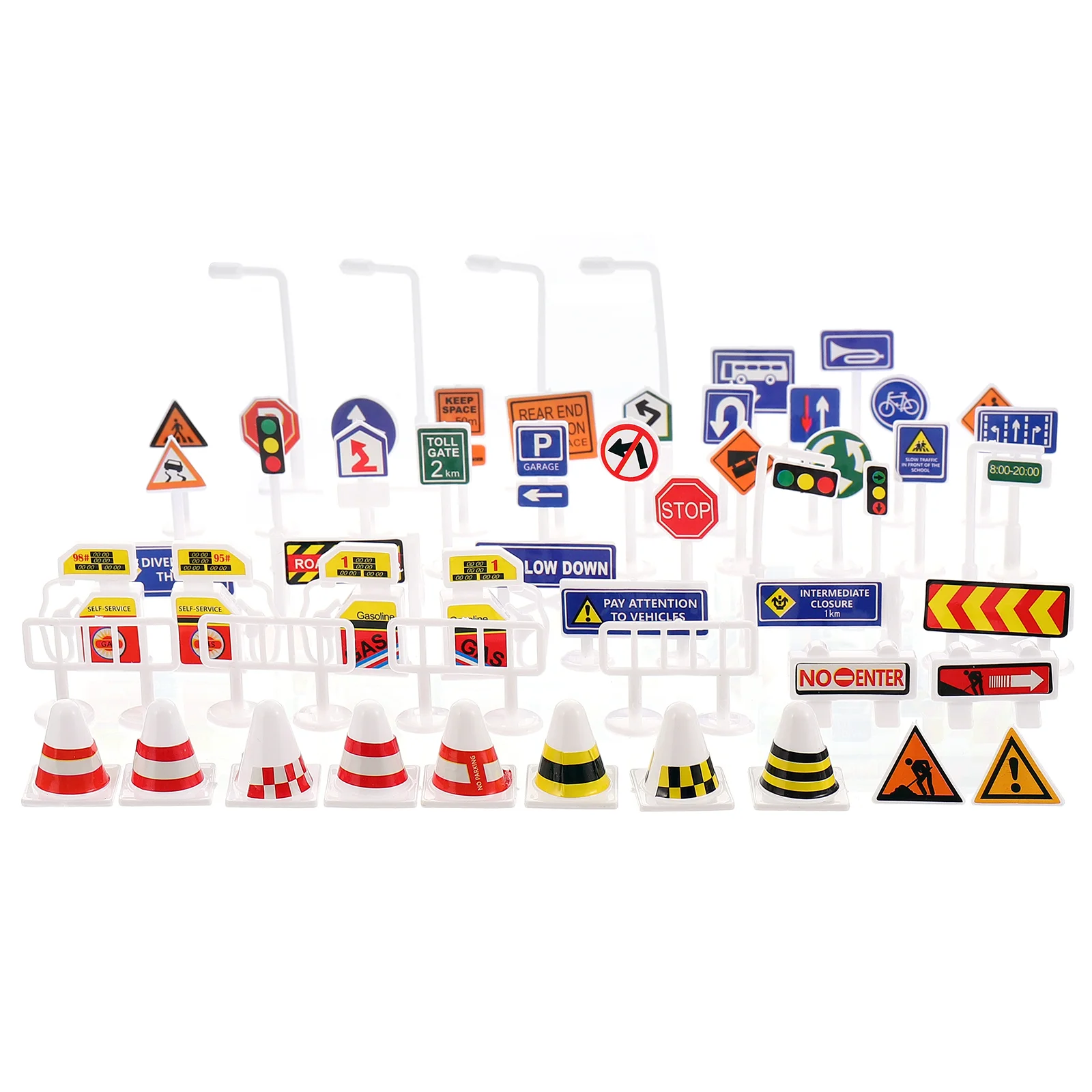 56 Pcs Barricade Toys Cognitive Early Childhood Roadblock Sign Street Simulation Traffic Games Plastic Toddler Miniature