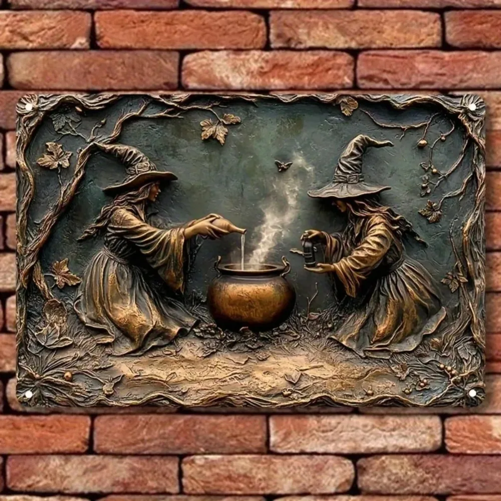 Vintage Witch Alchemy Square Aluminum Sign - Decorative Wall Poster for Bar/Restaurant/Living Room Decor