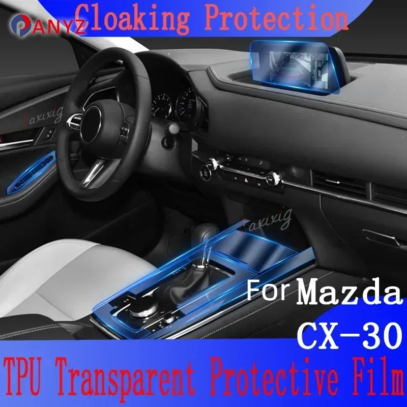 For Mazda CX30 2020  Navigation Center Console Gear Panel Screen TPU Car Interior Protective Film Anti-Scratch Repair Sticker