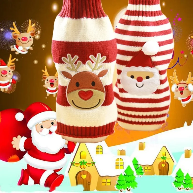 Pet Christmas Clothes Sweater Christmas Dresses Cat and Dog Warm Coat Cat and Dog Sweater Elk Old Man Stretch Legs Clothes