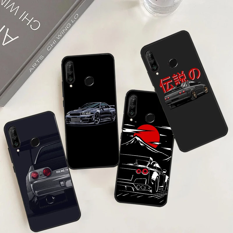 JDM Skyline Car For Huawei Nova Y70 Y60 Y90 Y61 Y91 Nova 9 10 SE 11 Pro 5T 11i 8i 3i P20 P30 P40 Lite Case