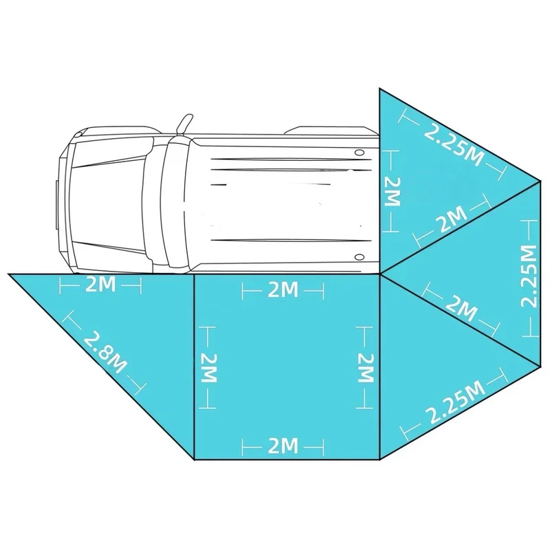 Free Standing XL 270 Degree Car Side Awning Waterproof Shelter With Side Walls For 4x4 SUV Truck Outdoor Overland Camping
