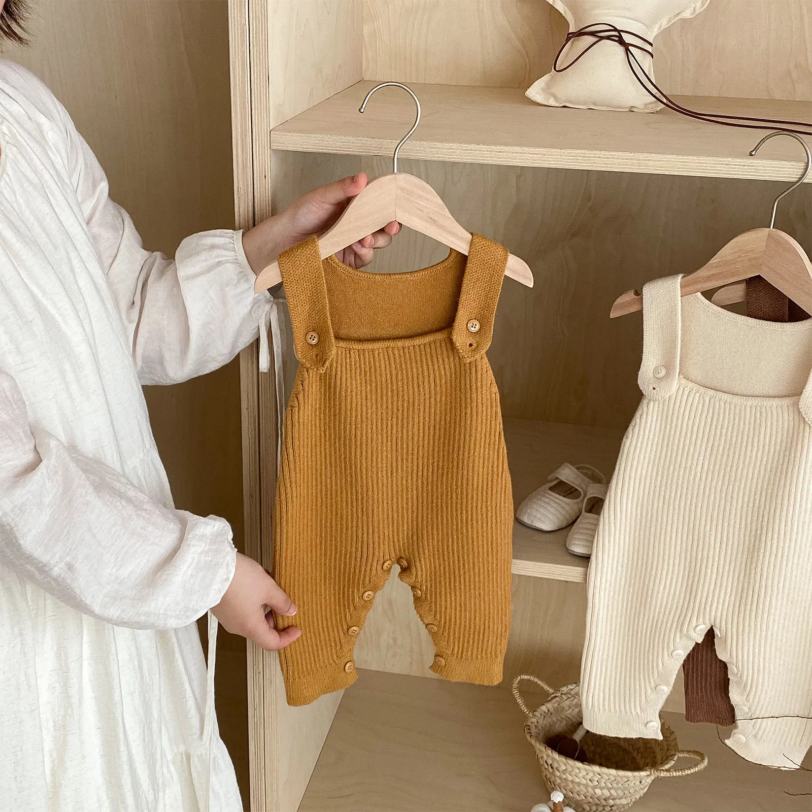 بدلة قفز للأطفال الأولاد والبنات بدون أكمام بلون سادة لخريف وشتاء محبوكة سترة فضفاضة لحفلات عيد الميلاد اليومية للتصوير الفوتوغرافي #3