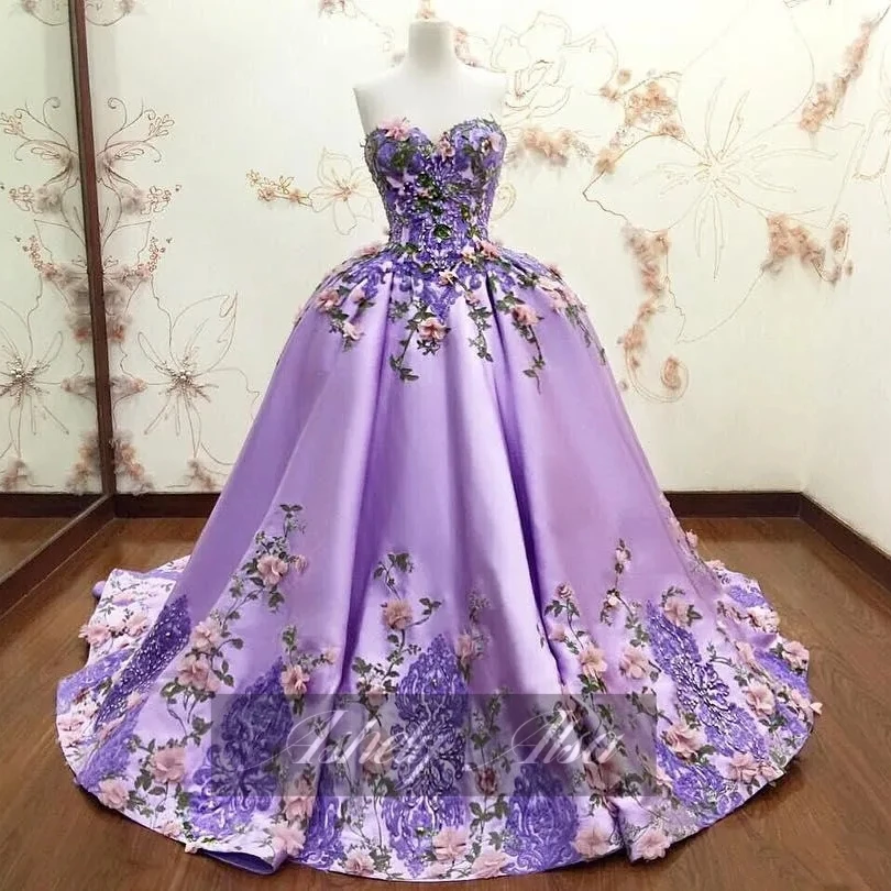 فستان حفلة موسيقية رسمي من Ashely Alsa بلون بنفسجي من فساتين Quinceanera مقاس 3D-Floral فساتين حفلة موسيقية رسمية حلوة مكونة من 16 فتاة لحفلات أعياد الميلاد من Vestido De 15