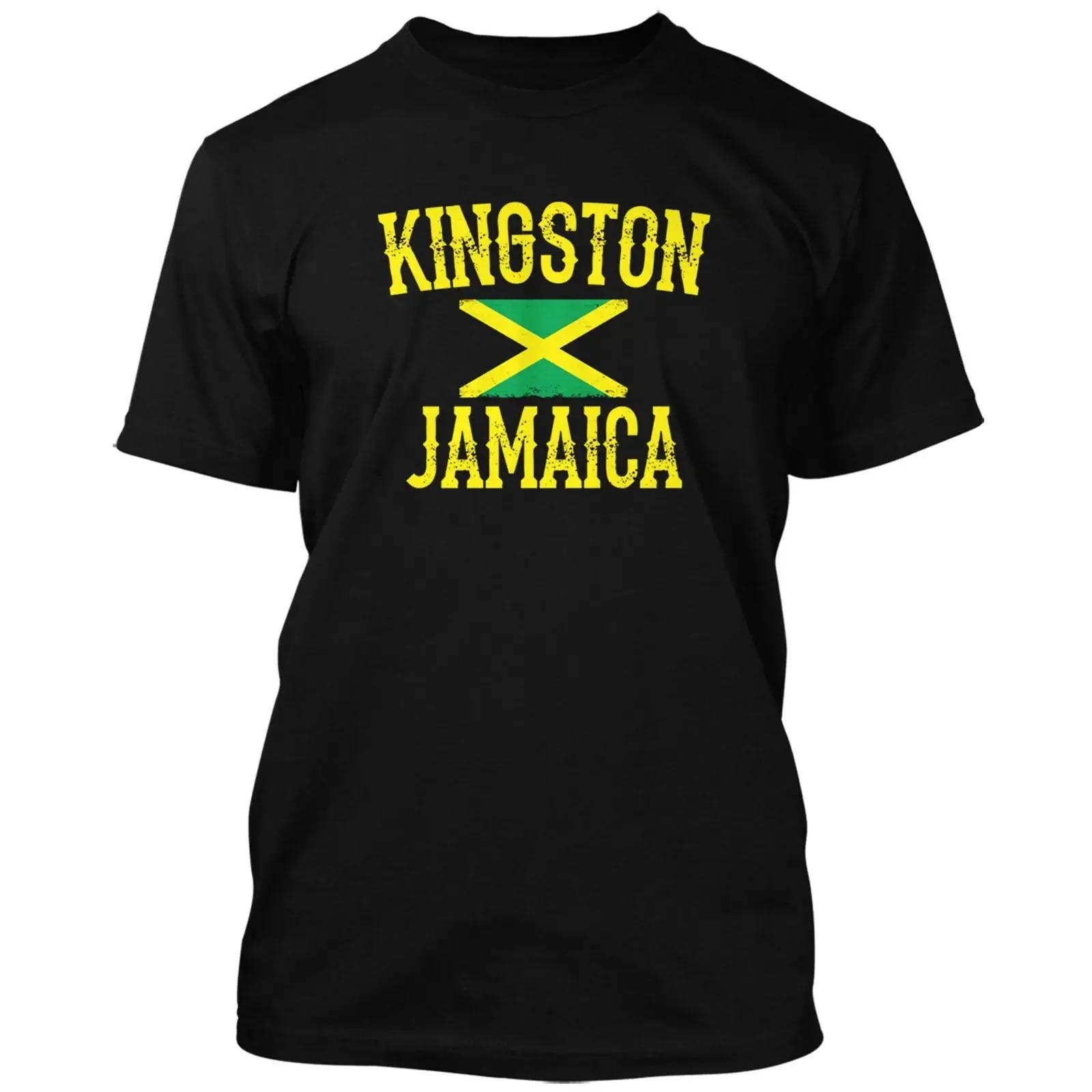Kingston Jamaica Jamaican Flag T Shirt Men's Novelty Casual Nationality Heritage Family Pride Top vintage Washed Stylish