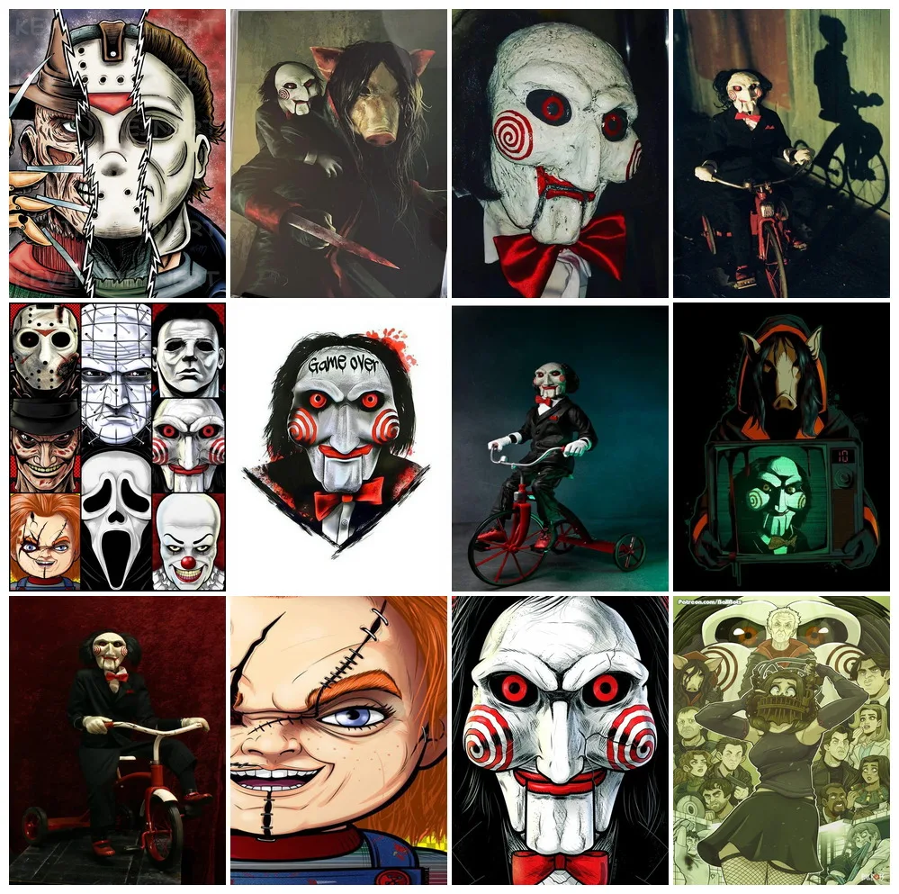 Classic Horror Film Saw Billy Puppet Diamond Embroidery Painting 5d Full Drills Cross Stitch Kit Handmade Art Home Decor