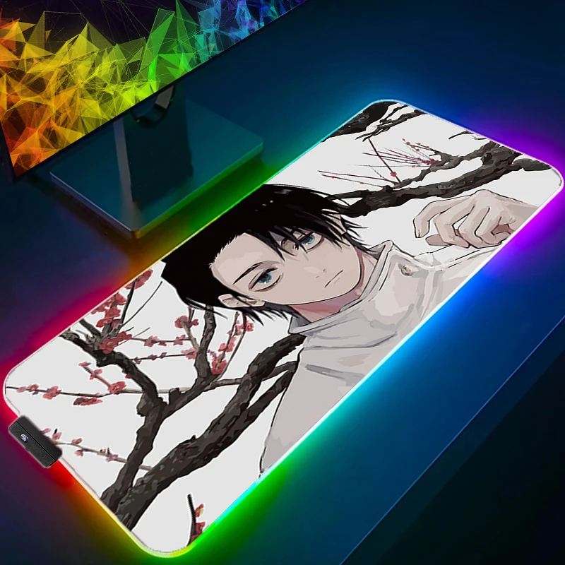 

RGB Large Mouse Pad jujutsu Kaisen Yuta Gamer Keyboard LED Mousepad Pc Computer Desk Mat Gaming Pad Backlight Mouse Mats For LOL