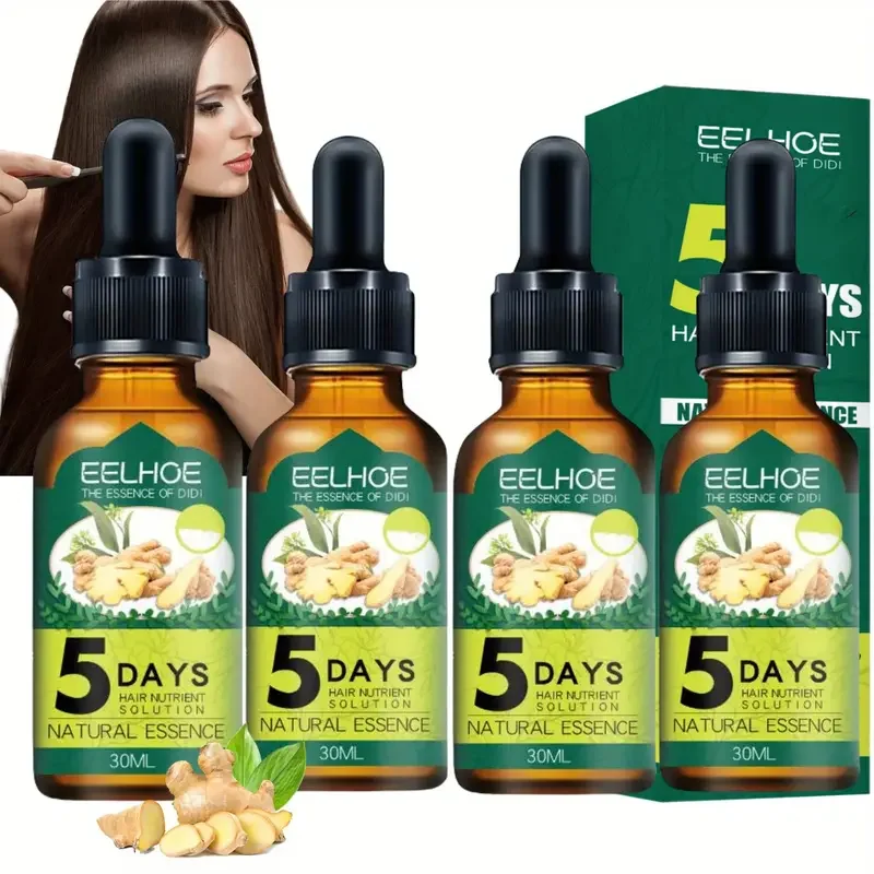 Aceite para el crecimiento del cabello de jengibre, 5 días, nutre los folículos capilares hidratantes, fortalece las raíces del cabello, aumenta el brillo del cabello, esencia nutritiva, 2 uds.
