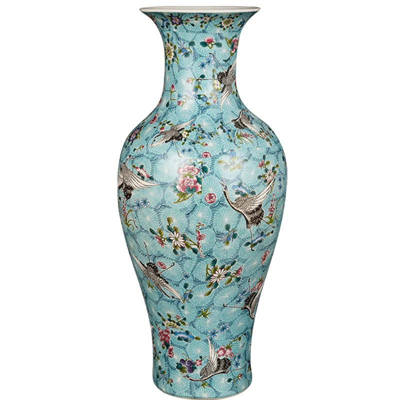 Ceramic Vase Antique Enamel Home Living Room Flower Arrangement Wine Cabinet Antique Shelf Decorations Porcelain Ornaments