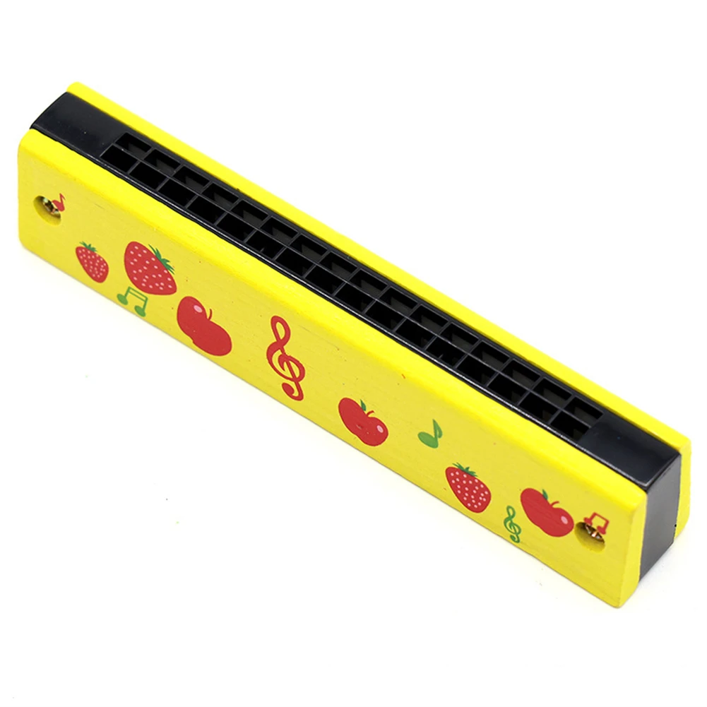 Wooden Harmonica Double Row Educational Equipment Musical Random Color 16 Holes Toys Attachment Beginner Cartoon