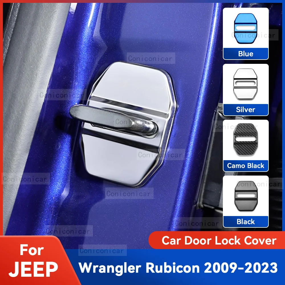 Auto Car Door Lock Protect Cover Emblems Case Stainless Steel Decoration For JEEP Wangler Rubicon 2009-2023 Accessories