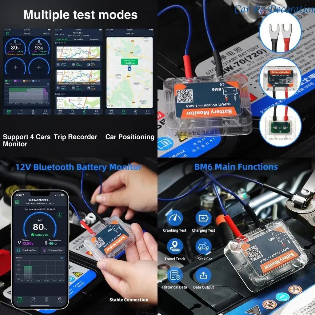 

R58D CAR Battery Tester 12V Monitor Wireless 4,0 Автомобильный помощник аккумулятор