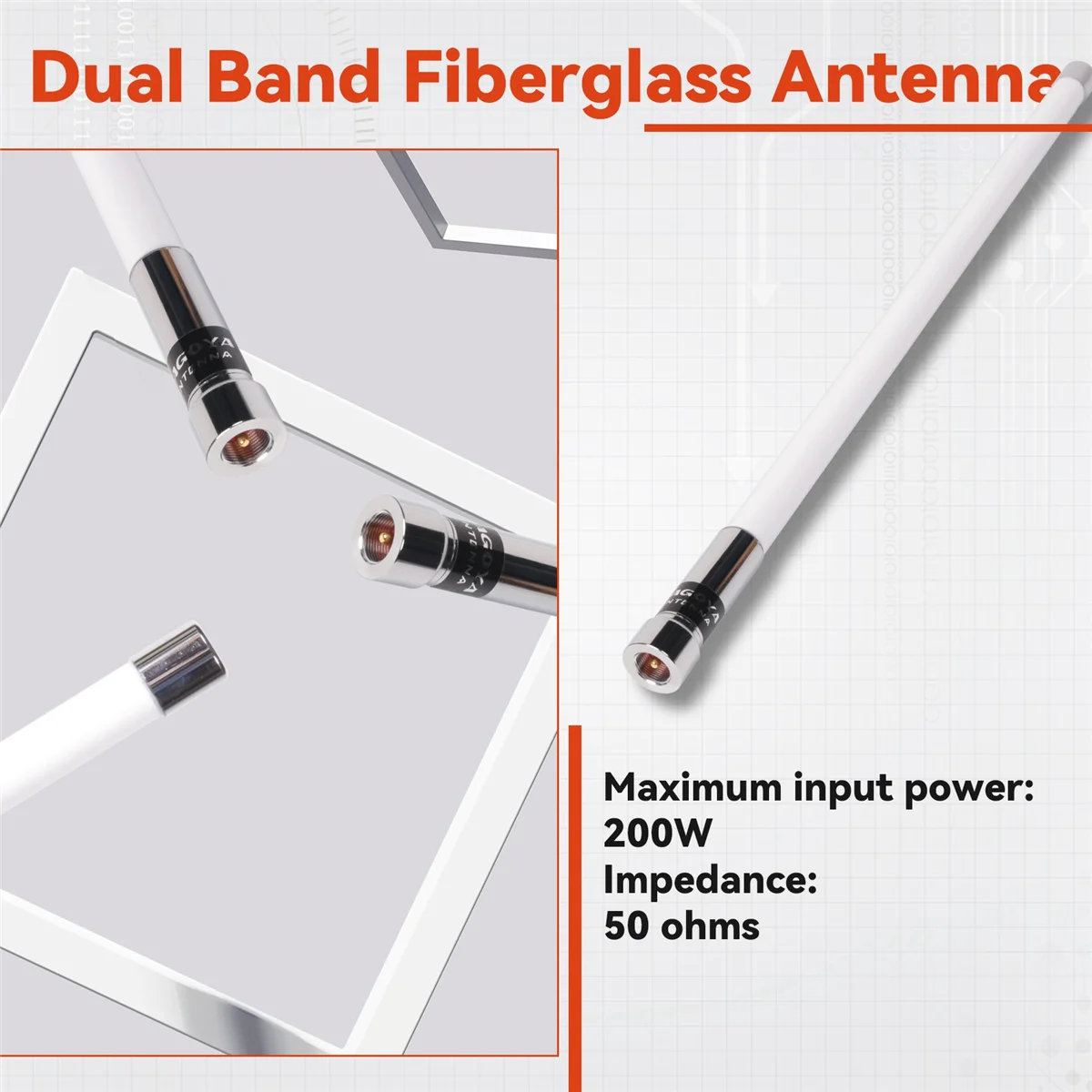 Новая двухдиапазонная антенна из стекловолокна NL550 136-174/400-470 МГц VHF UHF