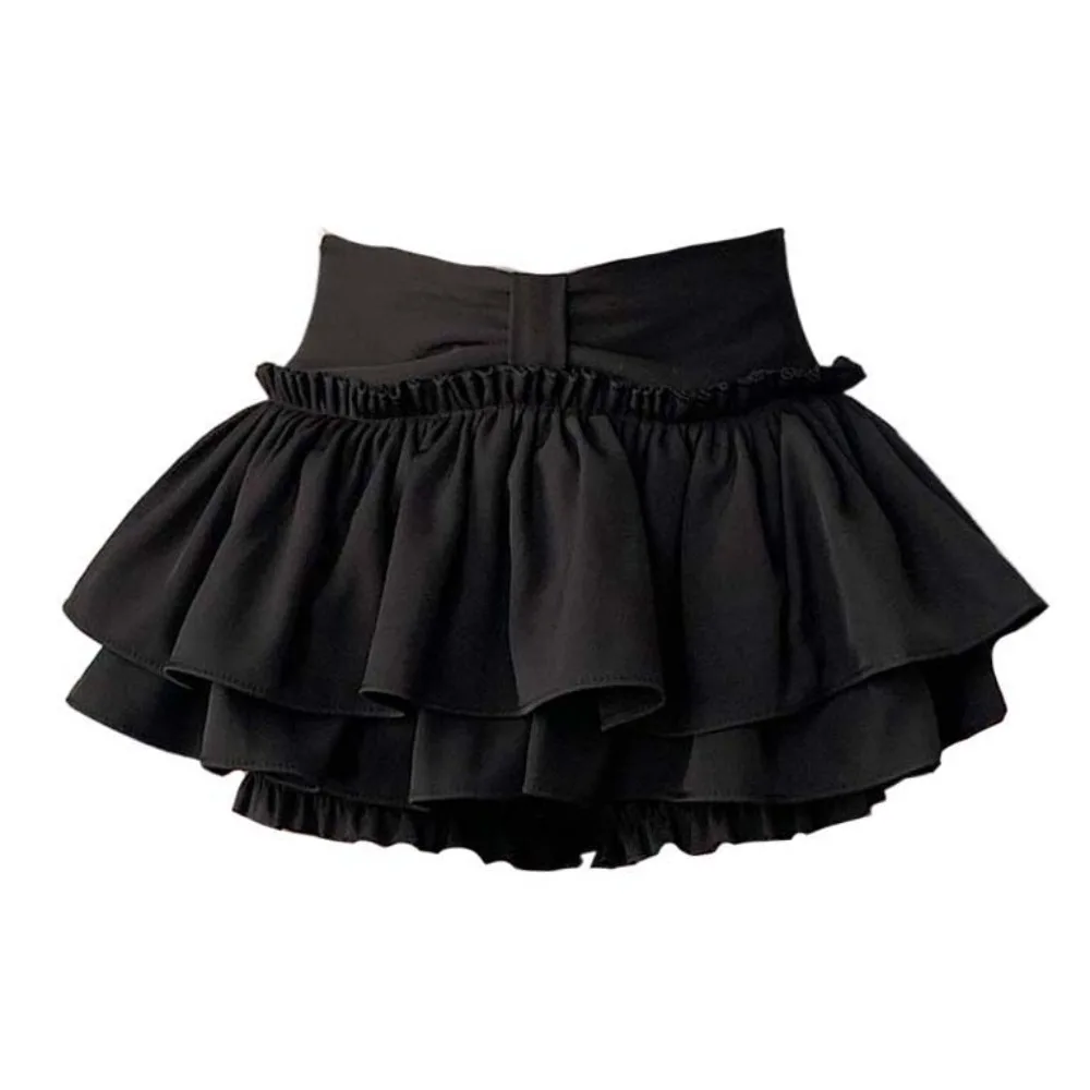 

Double Layered Mini Cake Skirts A-line Irregular Belt High Waisted Pleated Skirt Ball Gown Lolita Shorts Mini Skirt Summer