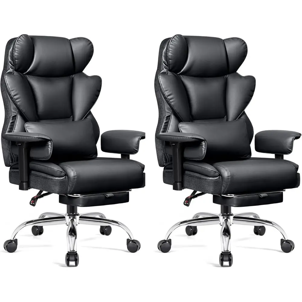 

Ergonomic High-Back Office Chair for 400 lbs, 2-Pack, with Footrest and Adjustable Armrests, Black