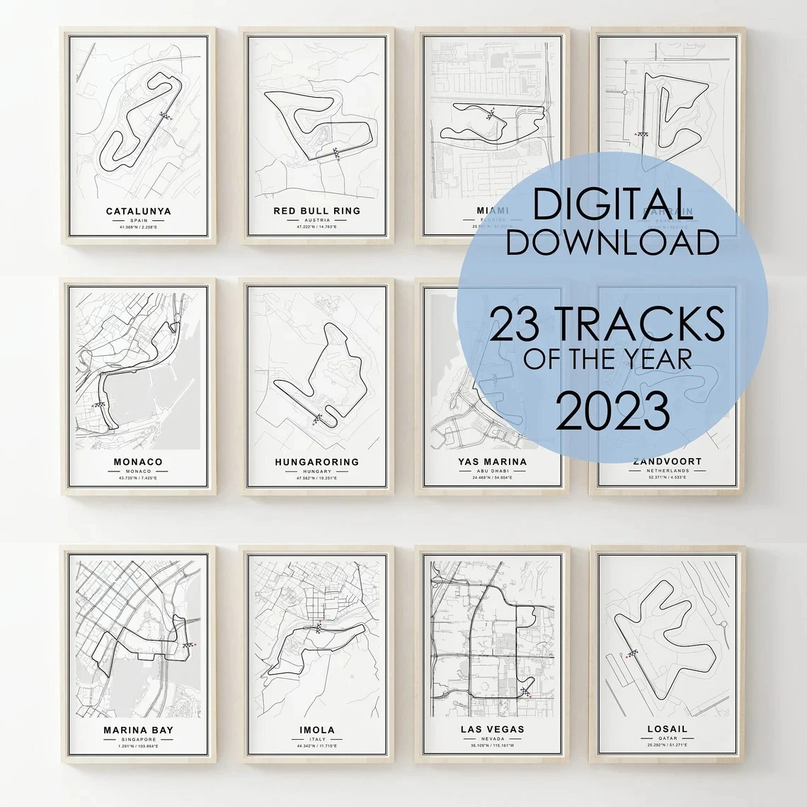 23 Tracks of the Year 2023 F1 Poster Digital Download Print Canvas Painting Home Decor Wall Picture For Living Room Frameless