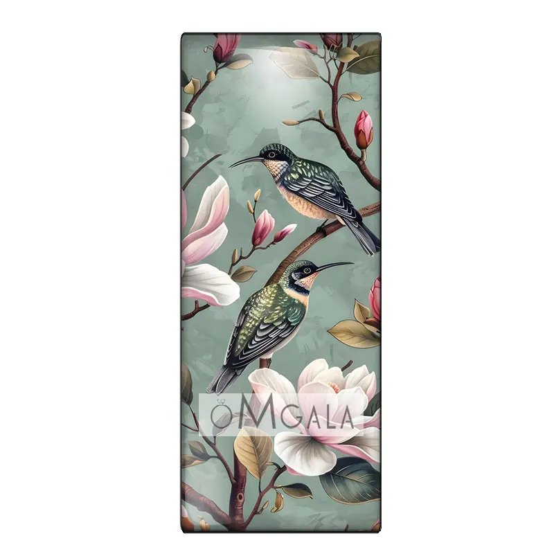 10 قطعة متنوعة 10x25 مللي متر مستطيل الزجاج كبوشن طائر جميل مع الزهور-مثالية لصنع المجوهرات والحرف اليدوية ذاتية الصنع #5