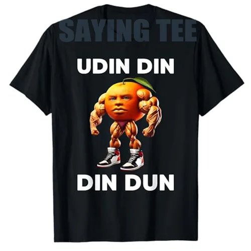 Udin Din Din Dun Italian Brainrot Meme Udindindindun camiseta naranja moda para hombre Guy Fitness sarcástico diciendo camiseta regalo novedoso