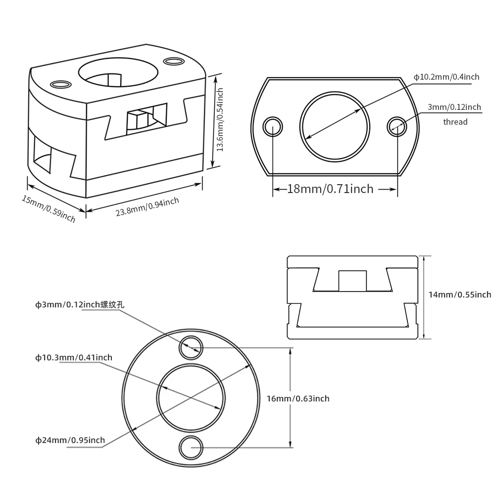 OLDHAM Coupling Creality CR10 S4 S5 CR10S PRO Ender3 Pro V2 3S16mm 18mm Coupler Z-axis Coupling T8 screw 3D Printer parts