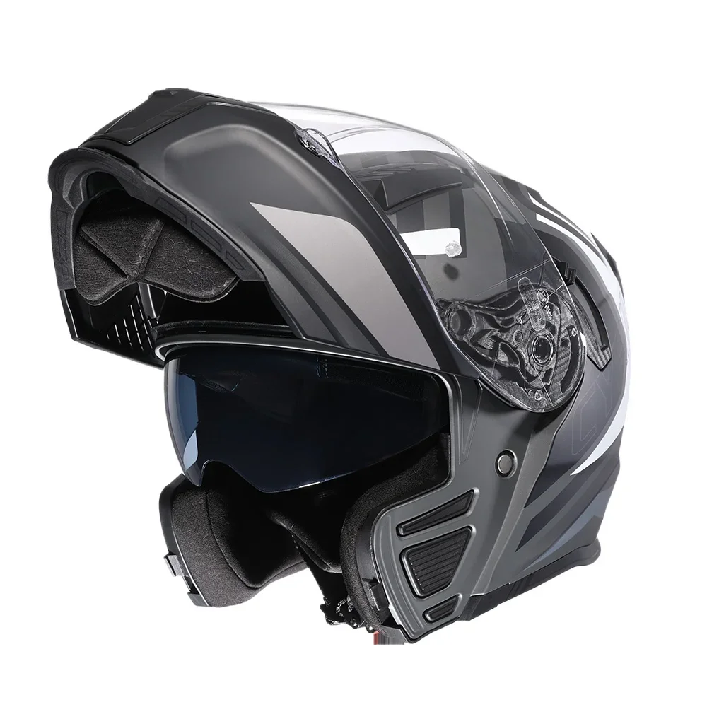 

Motorcross Flip Up Helmets with Wide View Clear Visor ABS Shell Full Face Cyril Motor Helmet For Adult DOT Approved