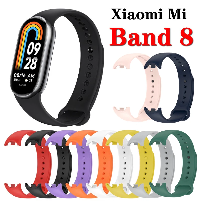 Pulseira de silicone para Xiaomi Mi Band 8, Pulseira de substituição, Sport Banda ajustável, Pulseira para Mi Band 8, NFC Correa