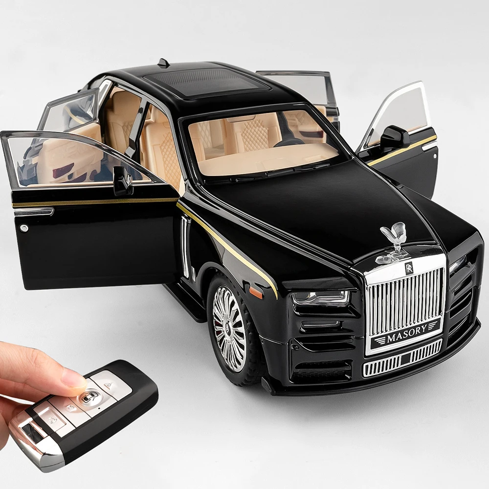 1:24 Rolls-Royce Phantom LM300H Alloy Model Car Diecast Toy Sound Light Pull Back Automatic Door Vehice for Adult Christmas Gift