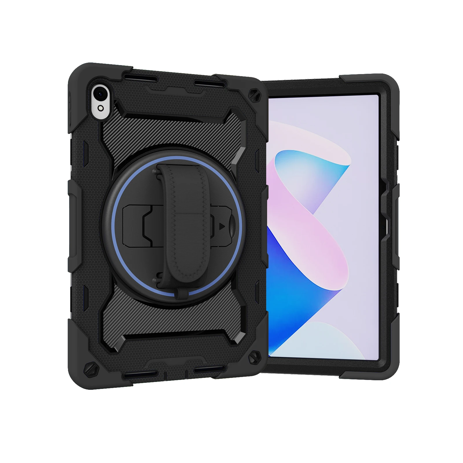 

Rugged Case For Huawei MatePad SE 11 2024 Model AGS6-W00 Armor Kickstand Cover With 360 Rotating Hand Strap Shockproof Funda # R