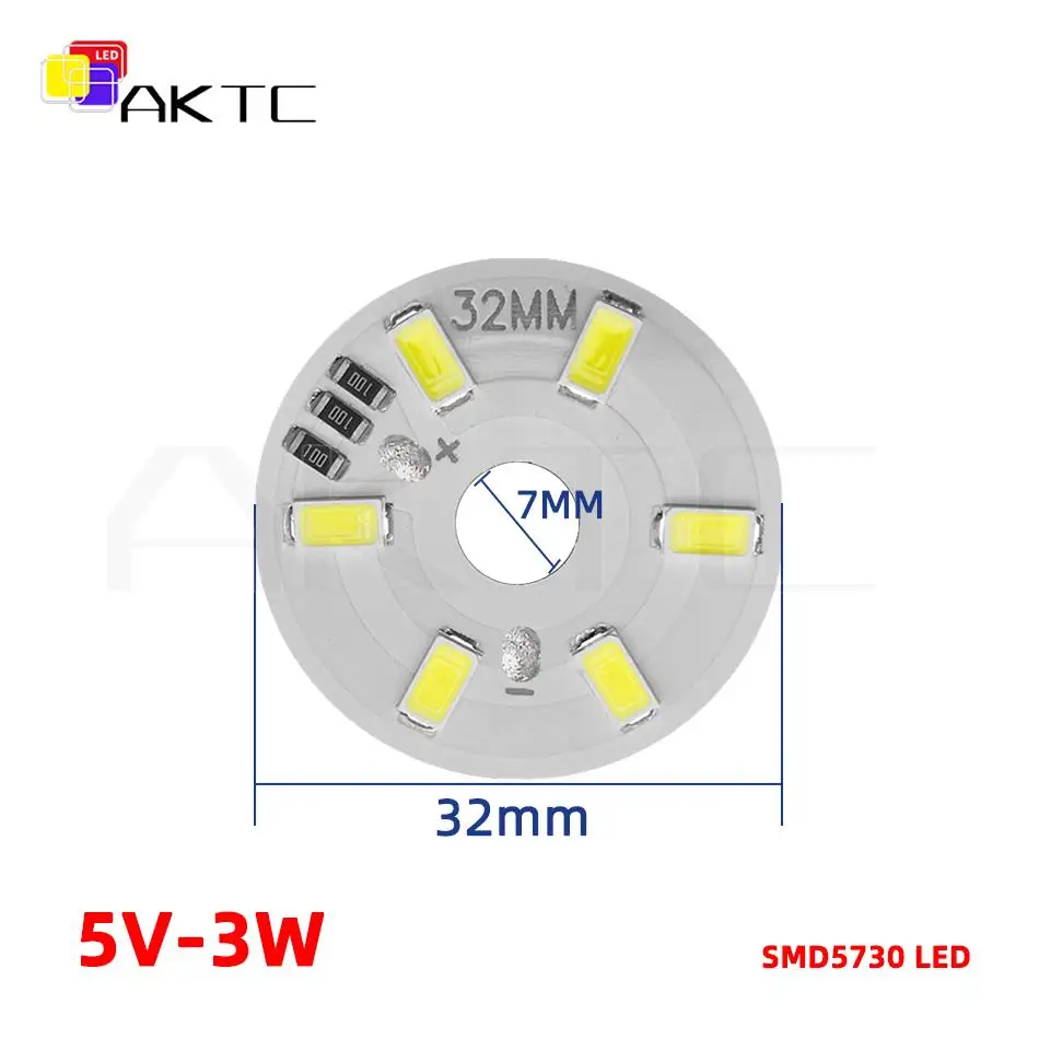 10 Teile/los Runde LED-Lichtplatine DC 5 V 3 W Niederspannung 5730 2835 SMD 6 LEDs 3000 K Warm oder Weiß 6000 K Dimmbare Glühbirne Lampenpanel