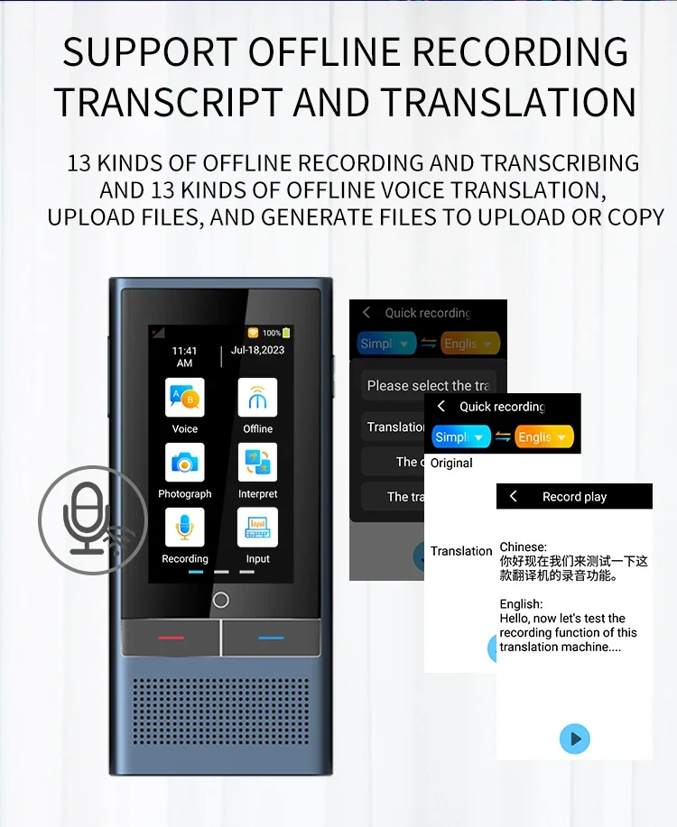 YYHC-Big Touch Screen Multi-language Intelligent Voice Real-time Offline Translator Supports AI Assistance Photo Translation