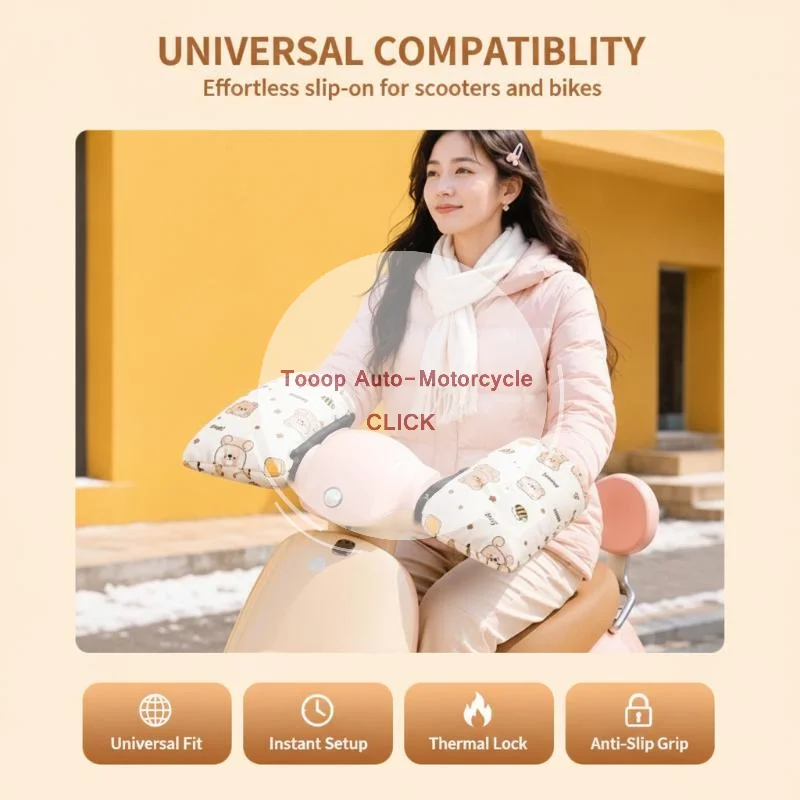 Winter Electric Scooter Handlebar Gloves Water Resistant Cold Proof Thick Warm for Outdoor Commuting Cycling E-Bike Use