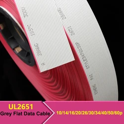 2/5/10m UL2651 Gray Flat Data Cable 28AWG 10 14 16 20 26 30 34 40 50 60 pins 300V 1.27mm Ribbo Wire for 2.54mm IDC Connector