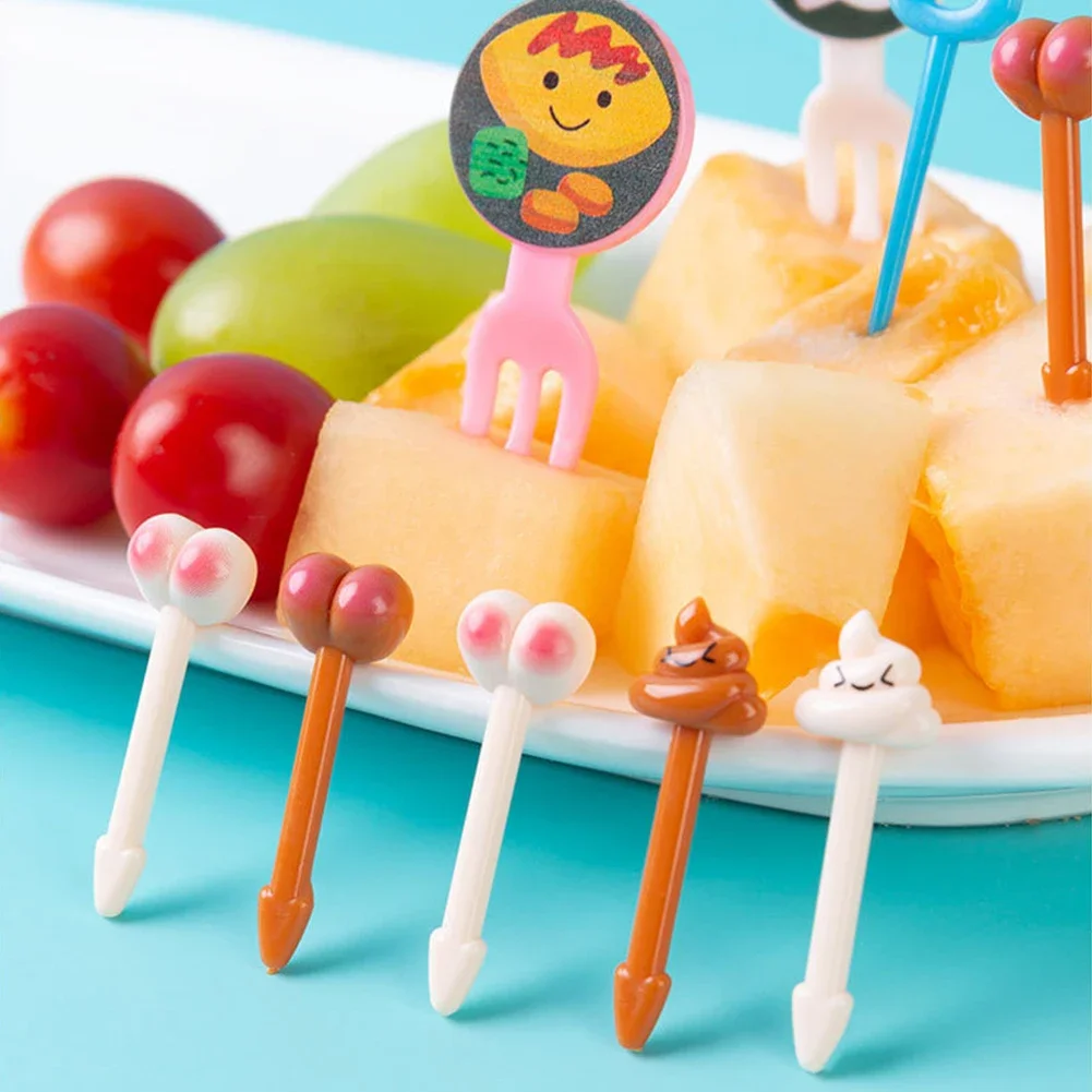 8-24Pcs Lunch Box Fruit Picks Toothpick Mini Creative Fruit Cake Dessert Food Fork Kids Snack Deco Forks Bento Salad Accessories