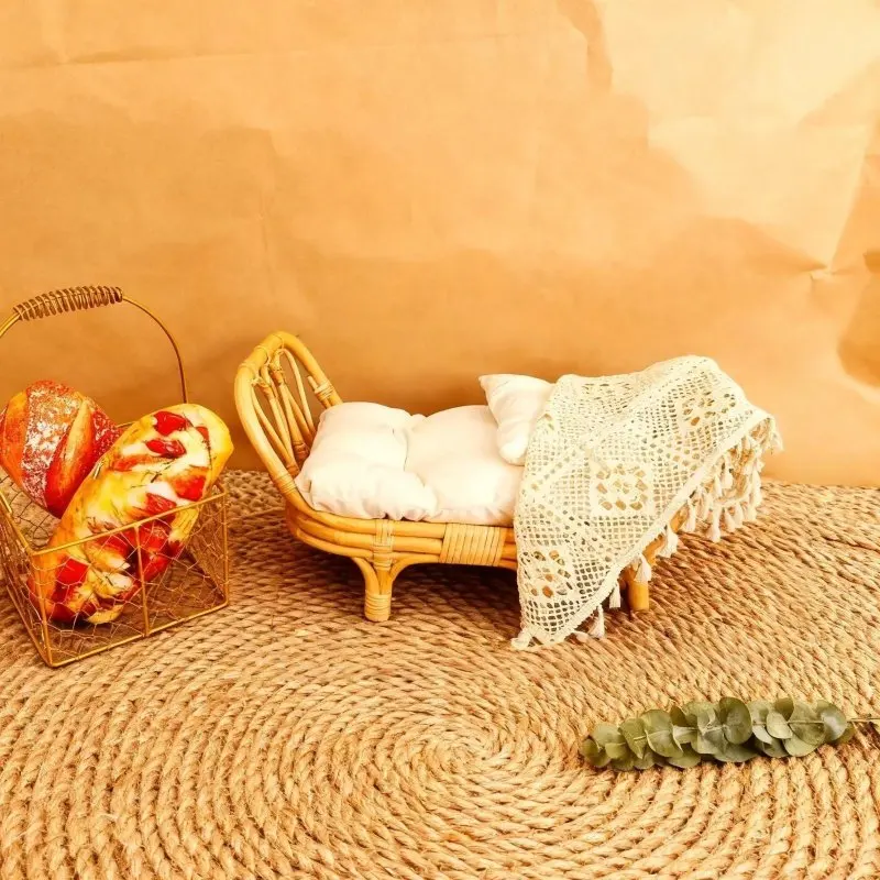 

Плетеная корзина-люлька для новорожденных из ротанга, унисекс, винтажный дизайн, для фотосессий младенцев, прочная