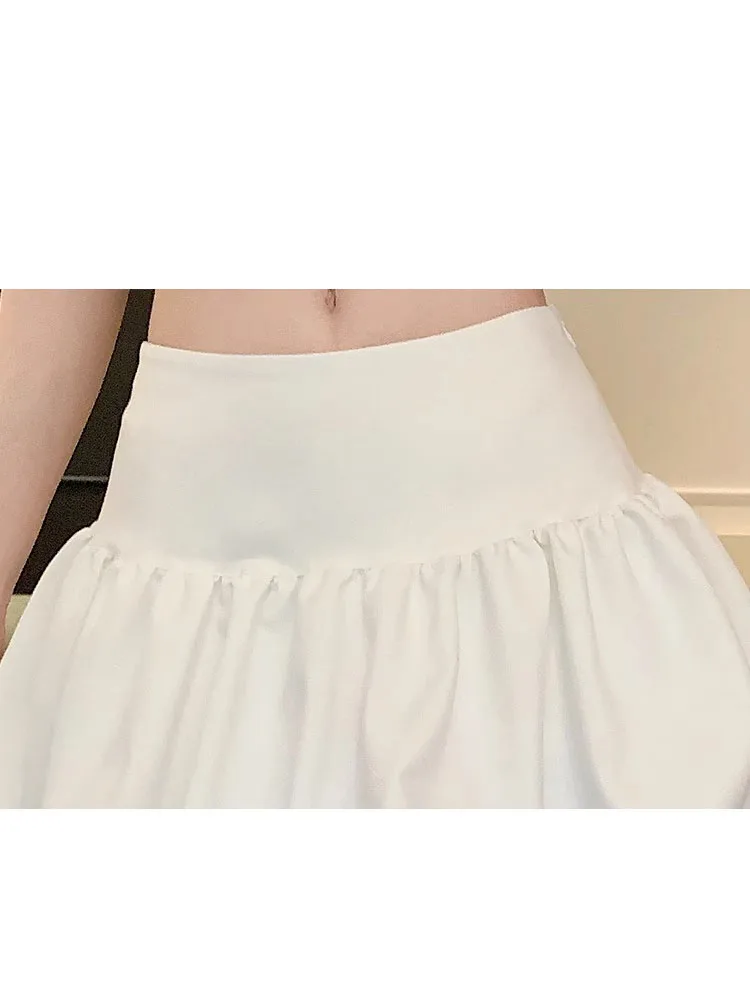 Damen Sommer Hochgeschnittener Schlanker A-Linien Minirock mit Futter Ballett-Stil Einfarbiger Kurzrock Französischer Laternenschnitt-Rock – Detail 11