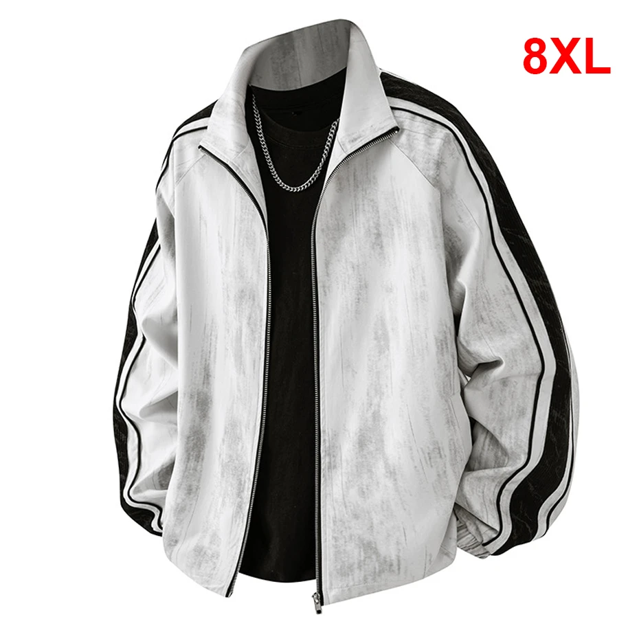 

Весенне-осенняя винтажная мужская куртка 8XL, куртки больших размеров, пальто, модная повседневная куртка с воротником-стойкой, мужская куртка большого размера 8XL
