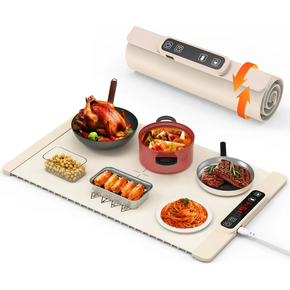 

Electric Warming Tray, Food Warming Mat with 5 Adjustable Temperature Control, DRSPEE Foldable Food Warmer for Parties