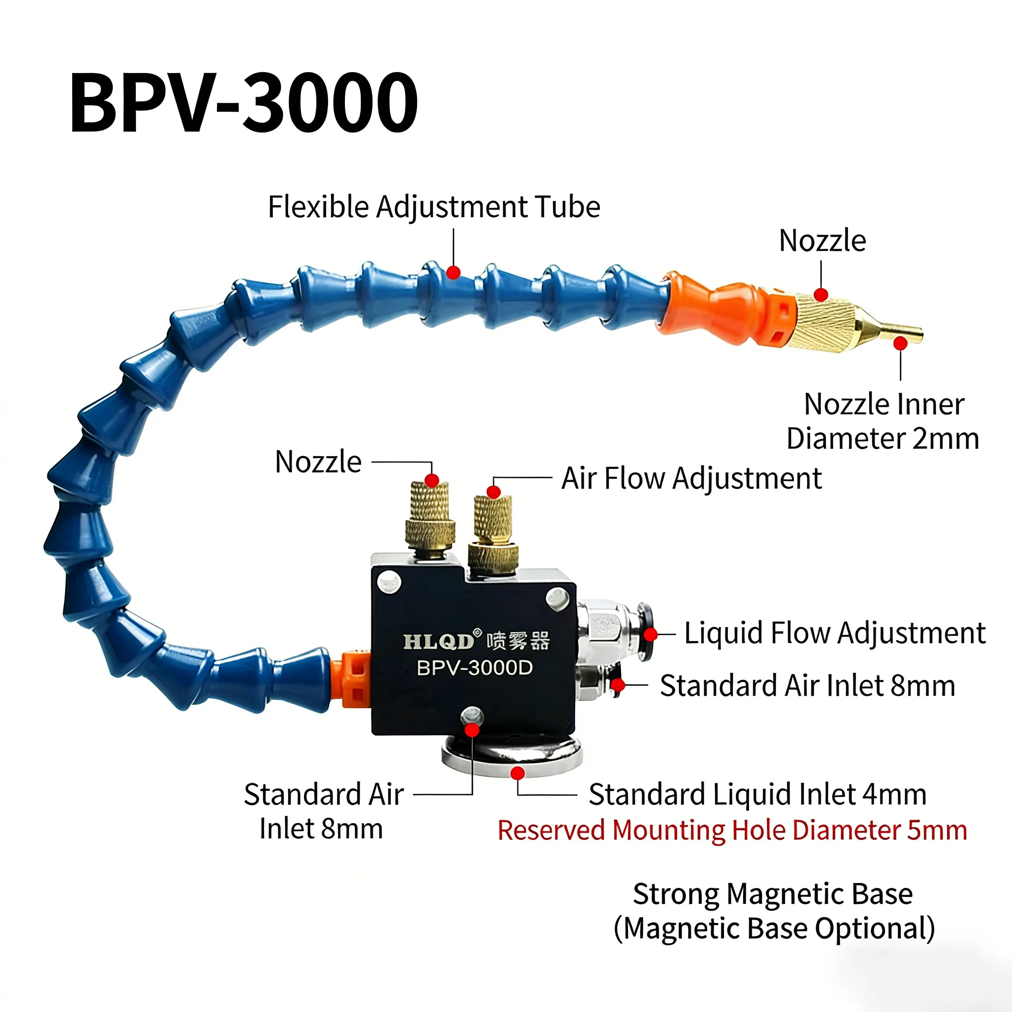 BPV-3000 High Quality CNC Mist Coolant System Hoses Cooling Lathe Milling Drill Tool Lubrication Spray Unit Engraving Machine