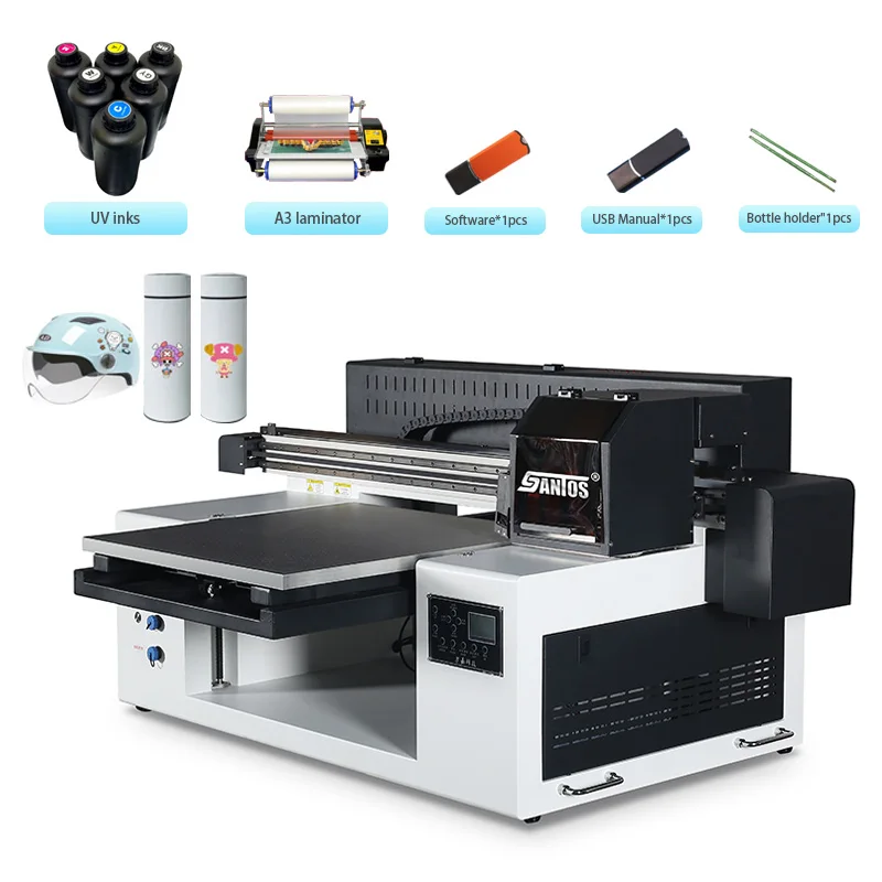 

UV flatbed printer st-5060 50*60cm printing size with maintop software multicolors cmyk white colors with two xp600 heads